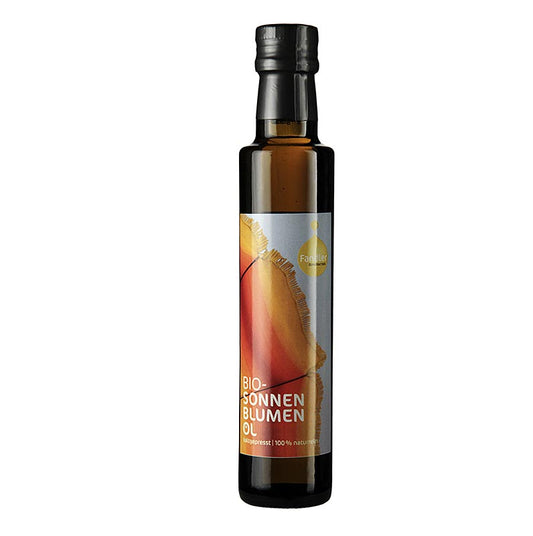 Organic, cold-pressed Fandler sunflower oil in 250 ml bottle