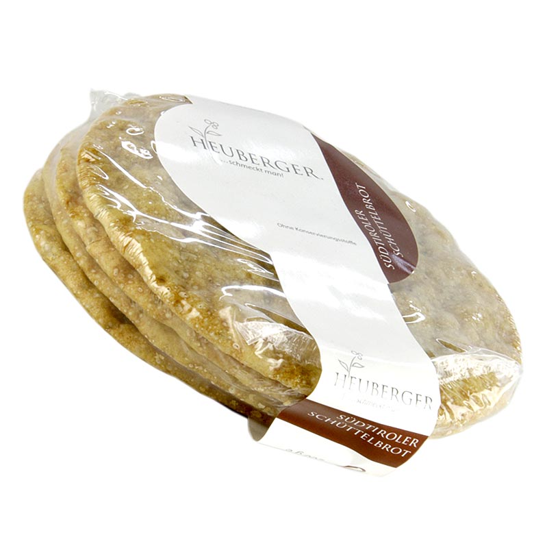 German

Alt text: Heuberger Schüttelbrot, knuspriges Roggenmischfladenbrot, mit Kümmel und Fenchel, 200 g - traditionelles Südtiroler Brot mit köstlicher Mischung aus Roggen, Kümmel und Fenchel, perfekt für Knabbergebäck oder als Beilage zu Käse und Aufschnitt