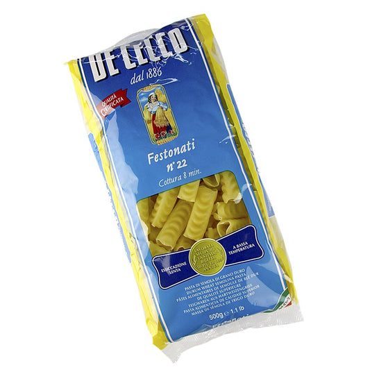 De Cecco Festonati pasta, No22, 500 g, traditional Italian durum wheat pasta in ribbon shape