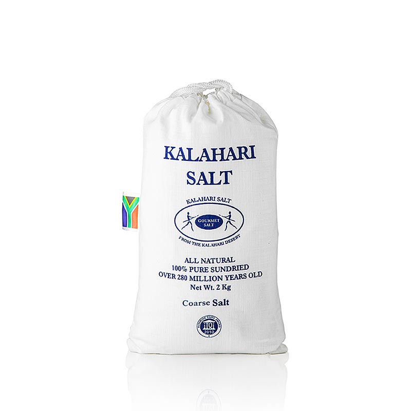 Large 2 kg bag of Silver Crystal Kalahari Salt, coarse texture, premium quality from Africa (English)