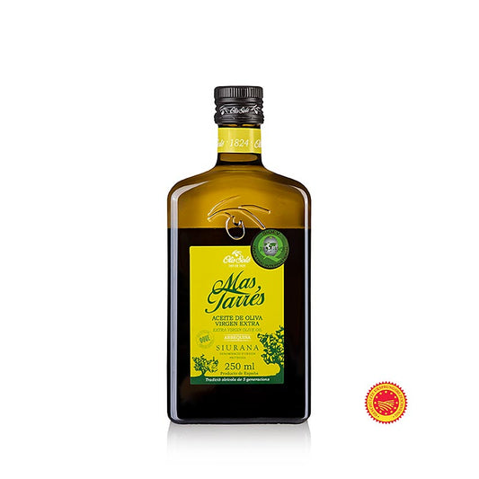 Natives Olivenöl Extra, Mas Tarrés Oliva Verde, Arbequina, DOP/gU Siurana, 250 ml - Hochwertiges extra natives Olivenöl aus Spanien, ideal für Salate und zum Verfeinern von Gerichten