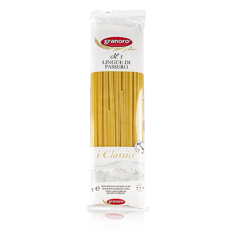 Granoro Lingue di Passero, Bandnudel, 3mm, No3, 12 kg, 24 x 500g - hochwertige italienische Pasta in großer Menge, ideal für die Gastronomie