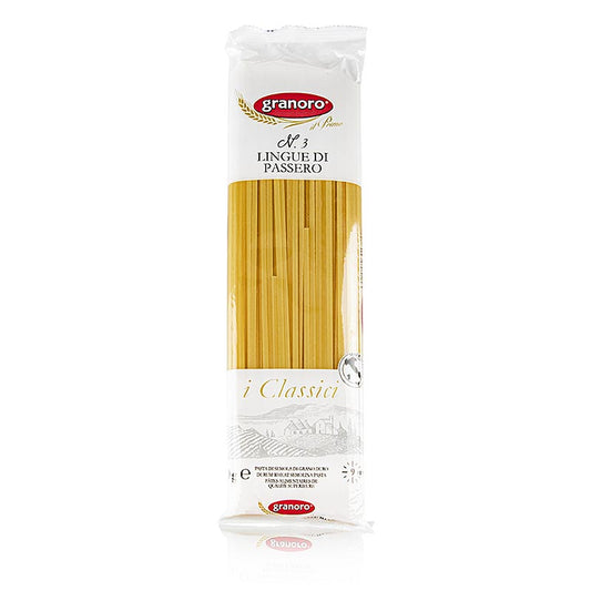 Granoro Lingue di Passero, Bandnudel, 3mm, No3, 12 kg, 24 x 500g - hochwertige italienische Pasta in großer Menge, ideal für die Gastronomie