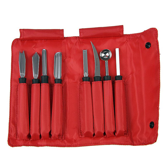 High-quality 8-piece stainless steel professional schnitzel knife set in a stylish triangular design