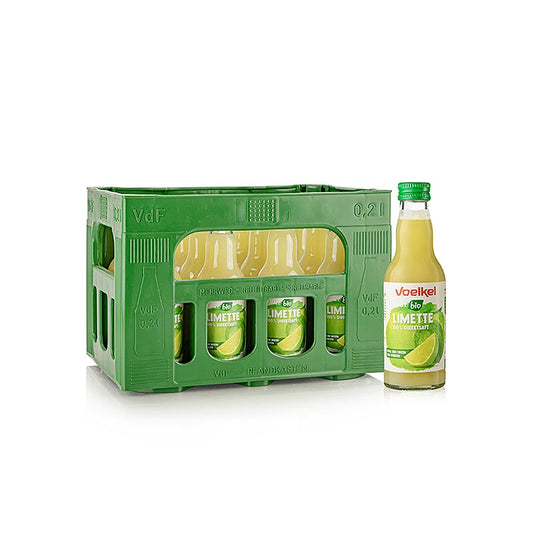 German: Hochwertiger Bio-Limettensaft, ungezuckert, in praktischen 200ml Flaschen, 12er Packung