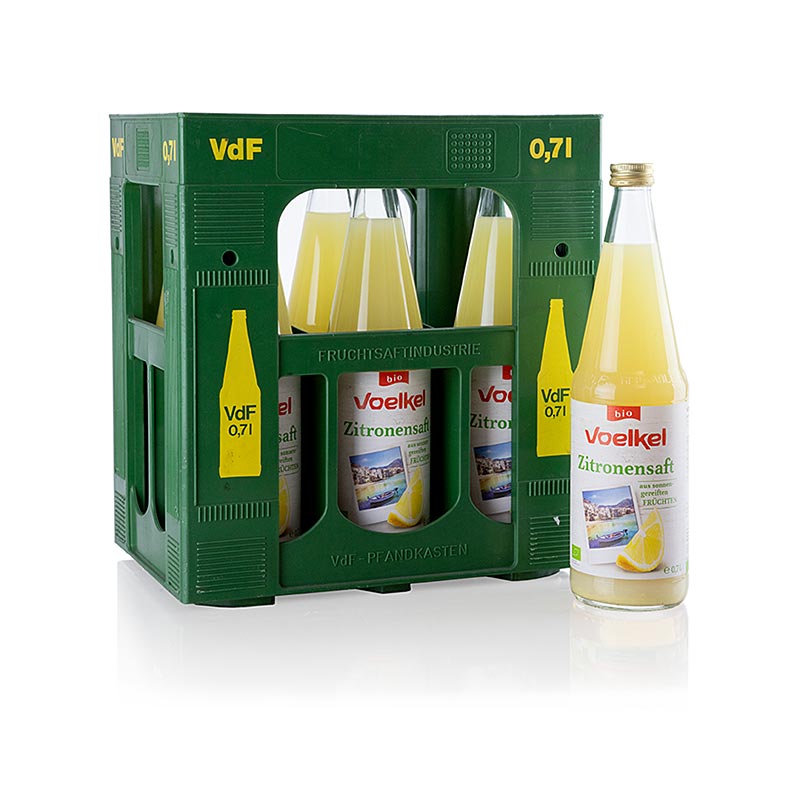 Bio-Zitronensaft von Voelkel, 100% Direktsaft, ungezuckert, 4,2 l in 6 x 700 ml Flaschen