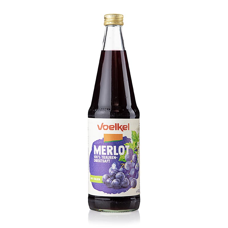 Organic 100% Direct Pressed Dark Merlot Grape Juice by Voelkel, 700 ml (English)