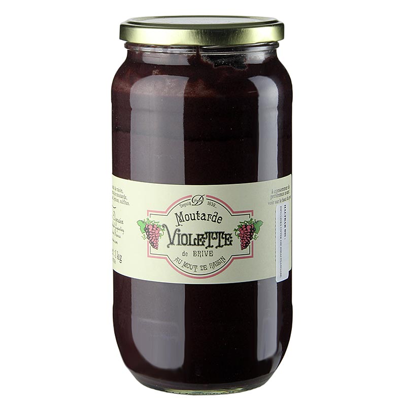 Violetter Senf, Moutarde Violette, 1 kg - A large jar of vibrant purple mustard with 1 kilogram of product (German)