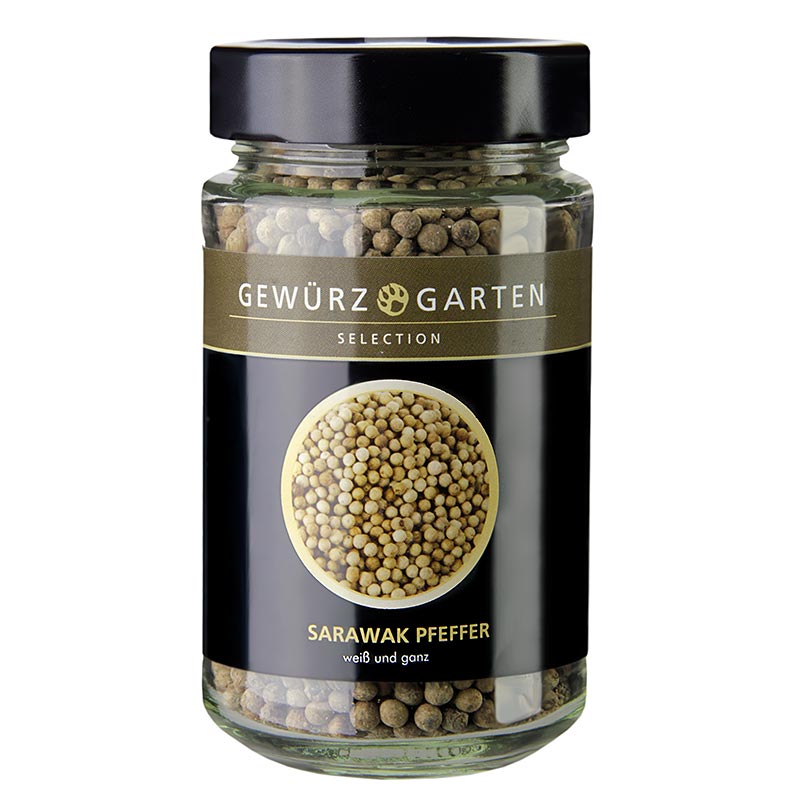 150g of whole white Sarawak pepper from Gewürzgarten, a high-quality spice (English)