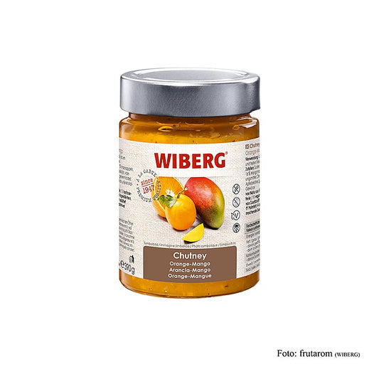 Delicious and tangy WIBERG Chutney Orange-Mango, 390 g, perfect for adding flavor to your dishes (English)