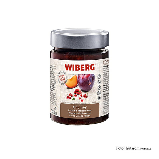 Delicious and versatile WIBERG Chutney Pflaume-Preiselbeere, 390 g, perfect for adding a sweet and tangy flavor to a variety of dishes