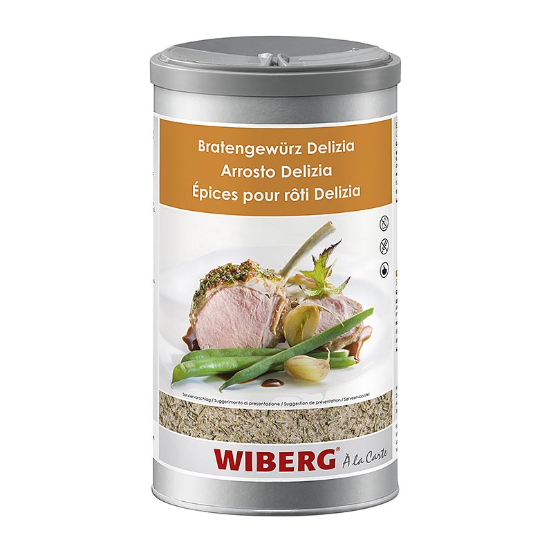 Large 950g container of Wiberg Bratengewürz Delizia spice salt for delicious seasoning (English)