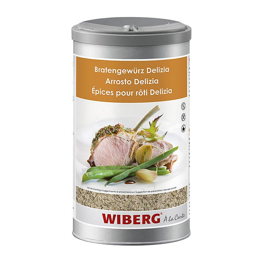 Large 950g container of Wiberg Bratengewürz Delizia spice salt for delicious seasoning (English)