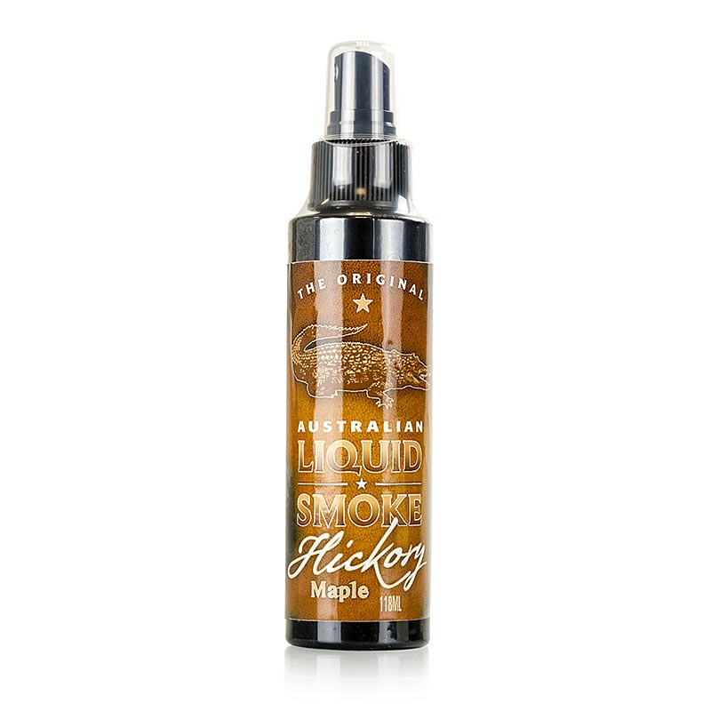 German

Alt Text: Australian Liquid Smoke Hickory & Ahorn, Flüssigrauchspray, Das Original, 118 ml - Ein hochwertiges Flüssigrauchspray aus Australien mit intensivem Hickory und Ahornaroma, ideal zum Verfeinern von Speisen und Getränken