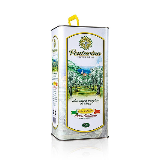 Natives Olivenöl Extra, Venturino Mosto, 100% italienisches Olivenöl, 5 l - hochwertiges Olivenöl aus Italien, ideal zum Kochen und Verfeinern von Speisen