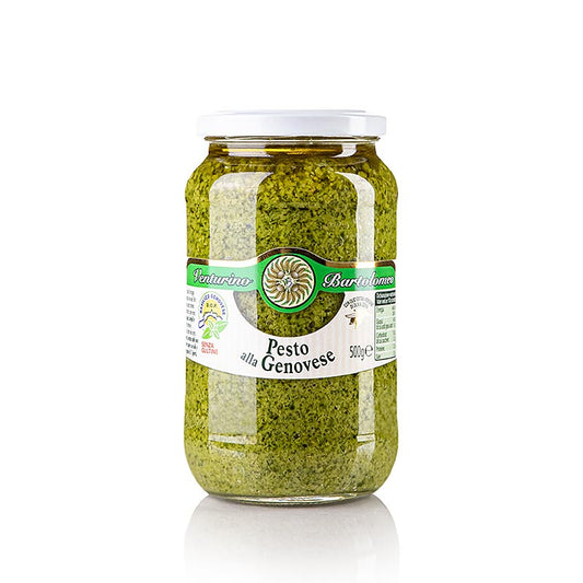 English: Delicious 500g jar of Pesto alla Genovese, Basilikum-Sauce by Venturino