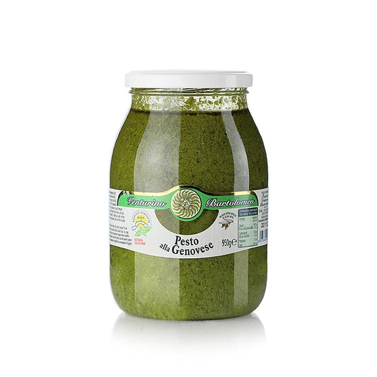 Large 950 g jar of Venturino Pesto alla Genovese, Basilikum-Sauce product (English)