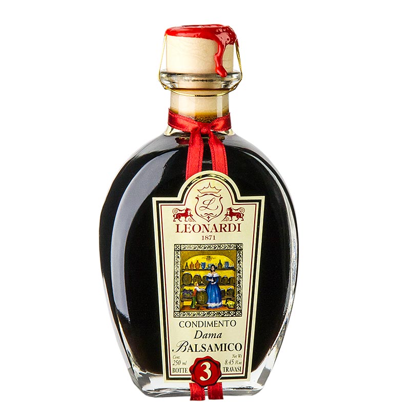 Leonardi Balsamico Dama Condimento, 3 Jahre, 250 ml - hochwertiger italienischer Balsamico-Essig