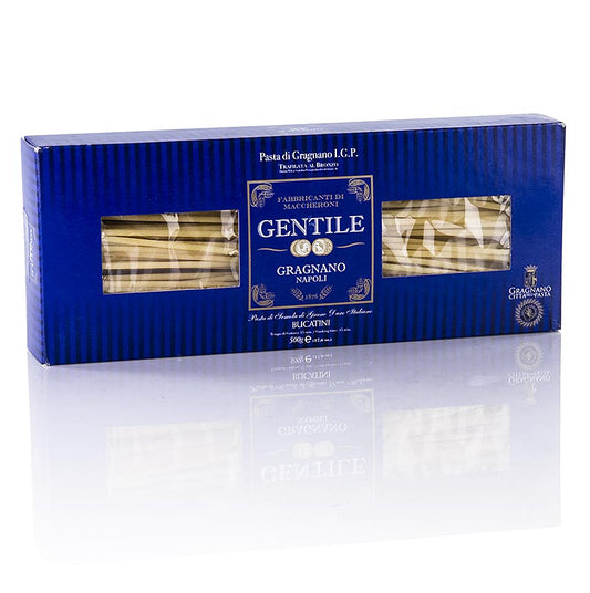 Organic Pastificio Gentile Gragnano IGP Bucatini, 500 g, made with bronze dies for a traditional, authentic Italian pasta experience