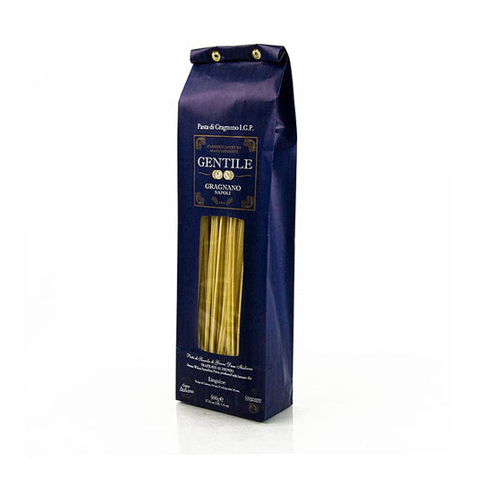 500 g package of Pastificio Gentile Gragnano IGP linguine, made with bronze molds for authentic texture and flavor