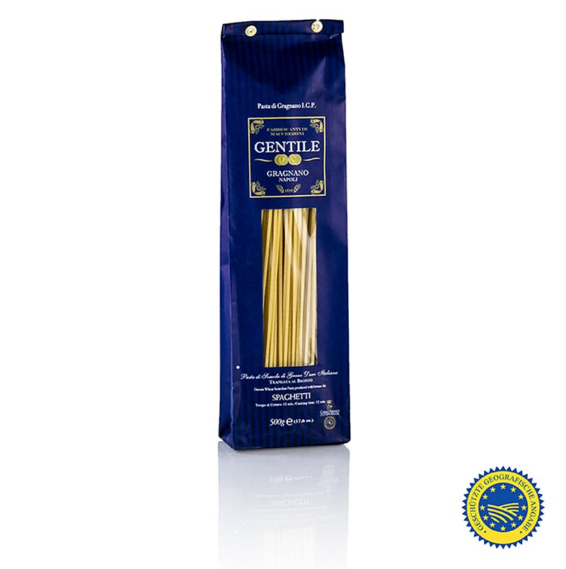 Spaghetti von Pastificio Gentile Gragnano IGP/ggA, ø 2,2mm, bronzegezogen, 500 g - hochwertige italienische Nudeln