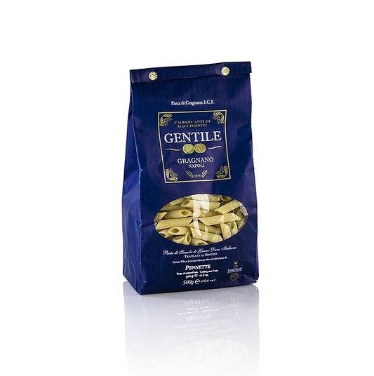 500g package of Pastificio Gentile Gragnano IGP Pennette rigate, bronzegezogen, pasta