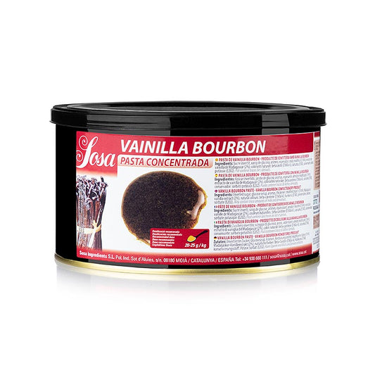 English: Sosa Paste - Bourbon-Vanille, 1,5 kg, a high-quality vanilla paste in a large container for professional baking and cooking