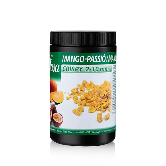 Close-up of Sosa Crispy Mango-Passionsfrucht gefriergetrocknet product packaging, 250 g (German)