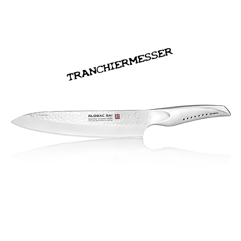 Global SAI-02 Tranchiermesser, Hammerschlagdesign, 21cm, 1 St - Ein hochwertiges Tranchiermesser mit 21 cm Klinge und Hammerschlagdesign