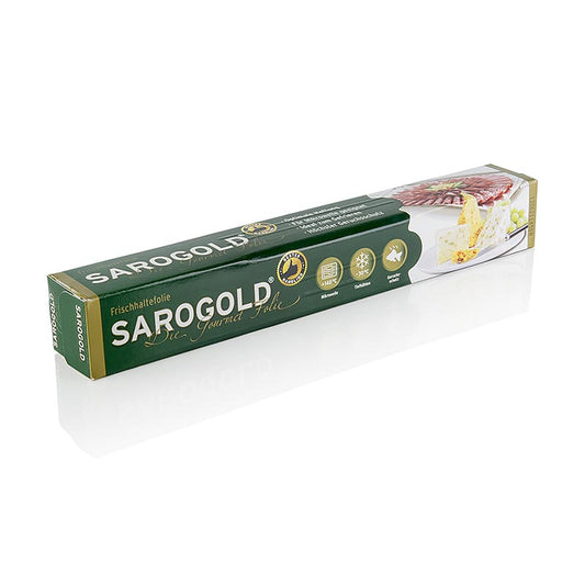 German

Verpackungsfolie SAROGOLD Gourmet-Folie, 30cm x 20m, 1 Stück, ideal für professionelle Lebensmittelverpackung und -präsentation