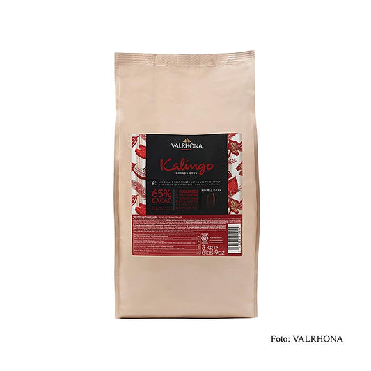 Valrhona Kalingo dunkle Couverture Callets, 65% Kakao, aus reine Grenada Bohnen, 3 kg - hochwertige dunkle Schokolade für die professionelle Verwendung