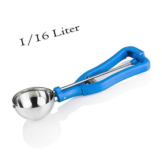 Eisportionierer 1/16 Liter, ø 61mm, 20cm lang, Edelstahl/Kunststoff, 1 St - 20cm long stainless steel/plastic ice cream scoop with 1/16 liter capacity and 61mm diameter