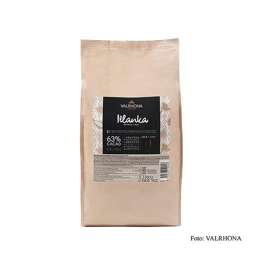 Valrhona Illanka, dunkle Couverture, Callets, 63% Kakao, Peru, 3 kg - hochwertige Schokolade aus Peru für professionelle Verwendung