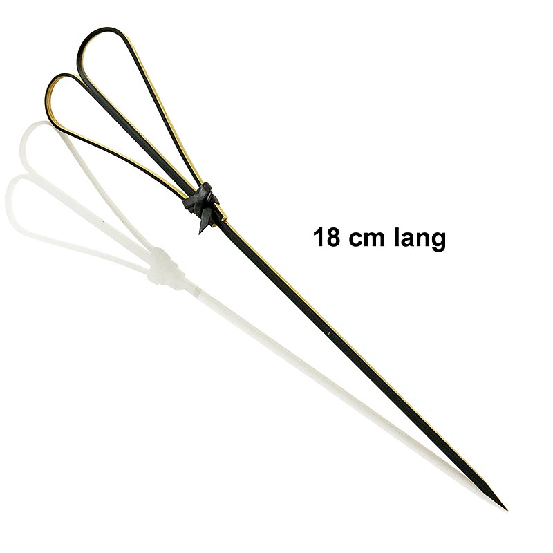 Bambus-Spieße, mit Herz, schwarz, 18cm, 100 St - 100-pack of 18cm long black heart-shaped bamboo skewers