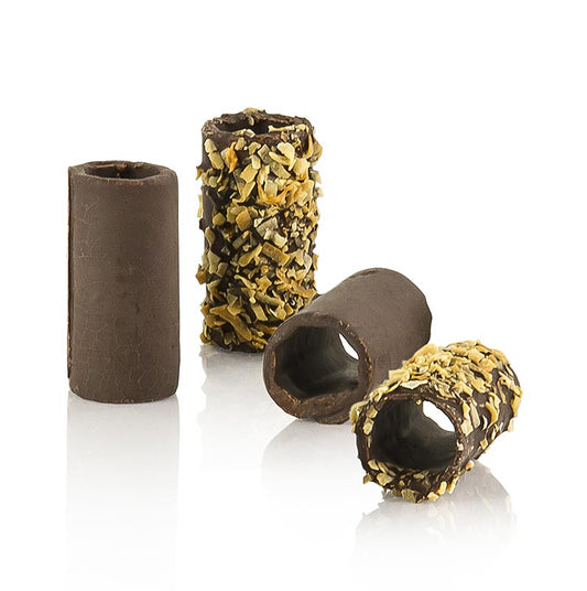 Mini Schokoladen und Kokos Canneloni, Zartbitter, 2cm Ø, 5cm lang, Pidy, 935 g, 110 St - Delicious dark chocolate and coconut filled mini canneloni pastries from Pidy, 935g, 110 pieces