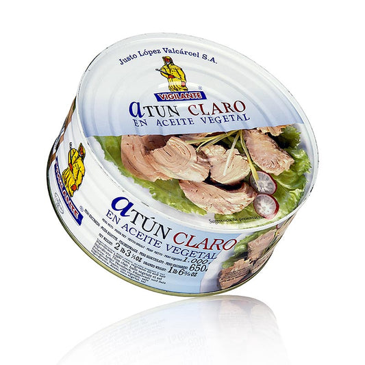 A 1kg can of Weißer Thunfisch in Öl, Justo Lopez Valeaucel, a high-quality, sustainably-sourced white tuna in oil