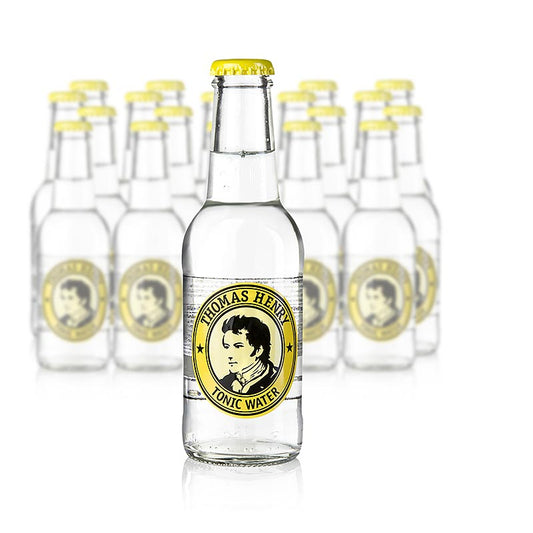 Thomas Henry Tonic Water, a vegan-friendly beverage with 48 liters, available in a convenient pack of 24 x 200ml bottles