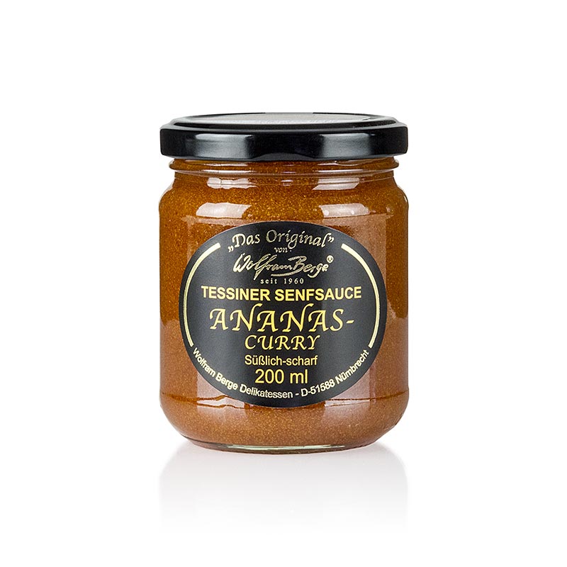 Original Tessiner Ananas-Curry-Senf-Sauce, Wolfram Berge, 200 ml - a delicious and versatile condiment perfect for adding a unique tropical flavor to your dishes (English)