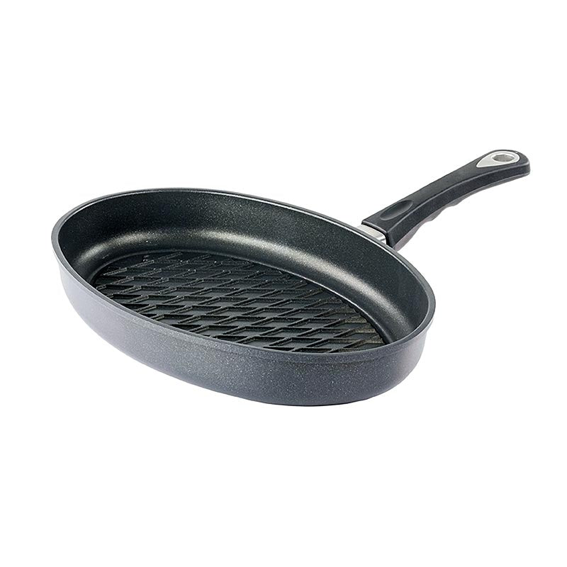 AMT Gastroguss oval Induktion Grillpfanne mit BBQ-Rautenmuster 35x24cm für perfektes Grillen auf dem Induktionsherd (German)