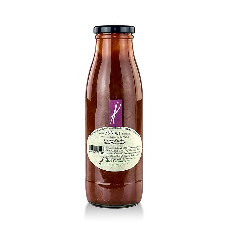 Gewürz Curry Ketchup, 500 ml bottle from Altes Gewürzamt, a flavorful and aromatic condiment perfect for adding a unique twist to your dishes (English)