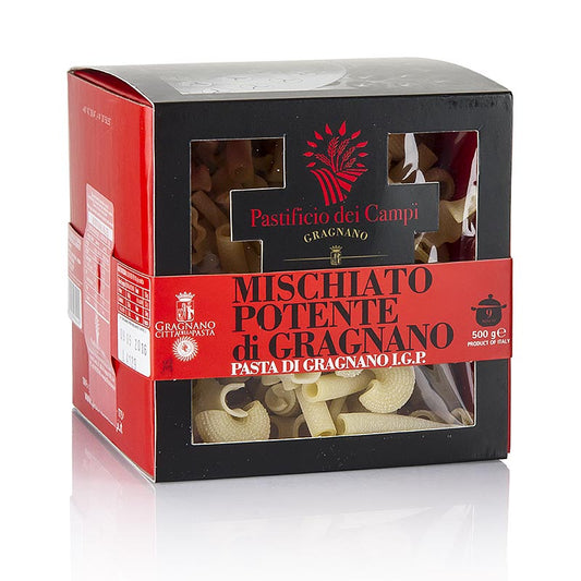 500g package of Pastificio dei Campi - No44 Mischiato Potente, gem Nudeln, IGP/gU, a unique and flavorful Italian pasta blend