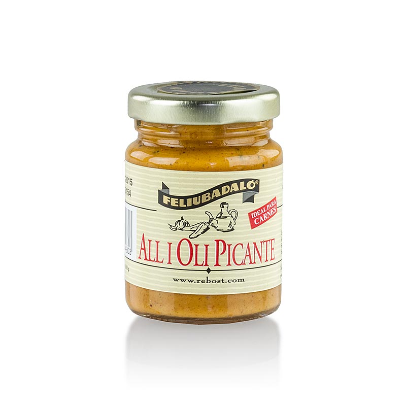 Spanish Allioli - Knoblauchcreme, pikant, mit Pflanzenöl, Feliubadalo, 95 g - Crema de ajo picante con aceite de plantas, producto Feliubadalo de 95 g