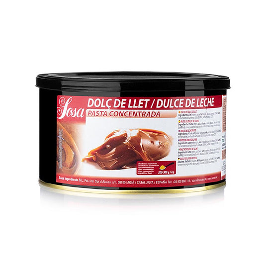 Alt text: 15 kg of Sosa Paste - Dulce de leche (Milchkaramell) product, ideal for baking and confectionery purposes, available for purchase online