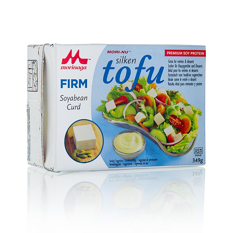 Seiden Tofu, fest, blau (Mori-Nu), Morinaga, 349 g - hochwertiges, festes und blau verpacktes Seidentofu-Produkt von Morinaga