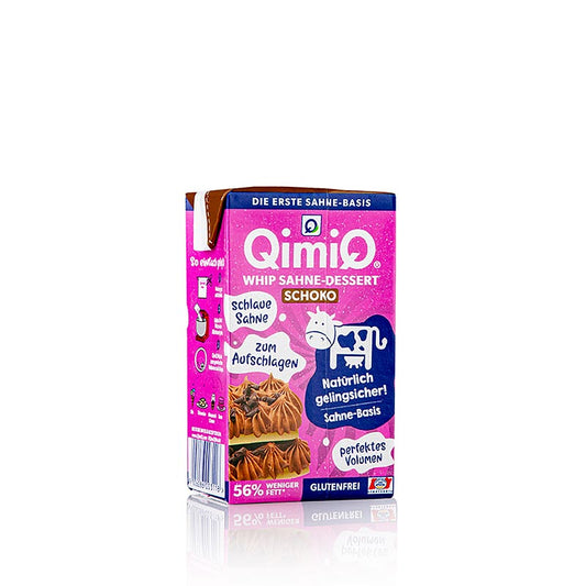 QimiQ Whip Schokolade, kalt aufschlagbares Sahne Dessert, 16% Fett, 250 g - Leckeres Schokoladen-Sahne-Dessert zum Kalt-Aufschlagen