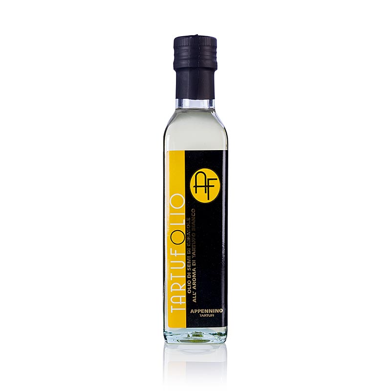 250 ml bottle of Appennino Sunflower Oil with White Truffle Flavor (Truffle Oil), perfect for enhancing the taste of your dishes with its rich aroma and delicate nutty flavor