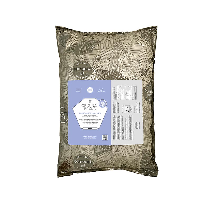 Organic Esmeraldas Milk Ecuador 42% Milch Couverture Callets from Original Beans, 2 kg packaging (English)