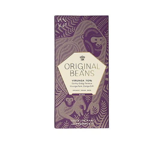 German

Alt text: Bio dunkle Schokoladentafel aus dem Kongo, hergestellt von Original Beans, 70% Kakao, 70 g