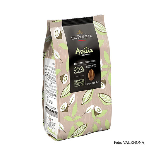 Valrhona Azélia, Haselnuss Couverture, 35%, Callets, 3 kg - Hochwertige Schokolade für professionelle Anwendung in Großpackung