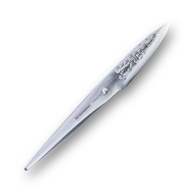 Chroma Typ 301 P-9 HM Schälmesser Hammerschlag, 7,7cm, 1 Stück - hochwertiges, handgeschmiedetes Schälmesser mit Hammerschlag und 7,7 cm Klinge